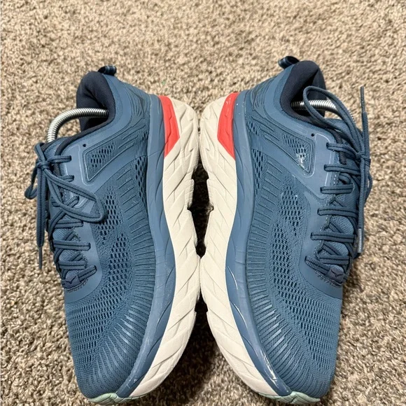 Hoka One One Bondi 7 Men's Blue and Red Athletic Shoes